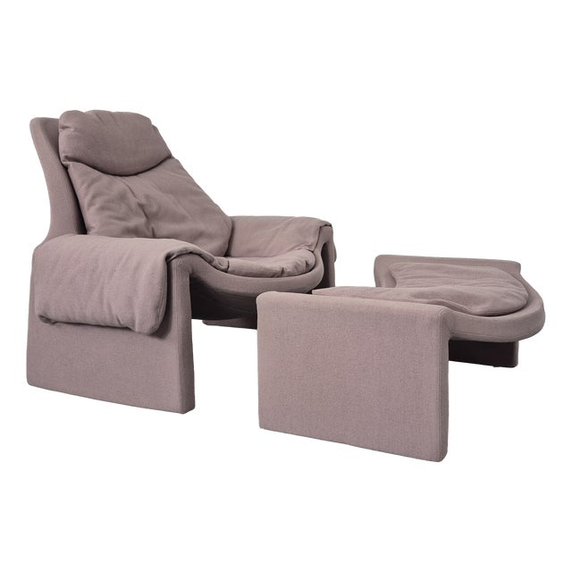 Set of P60 Chair and Ottoman by Vittorio Introini for Saporiti, Italy, 1960s For Sale