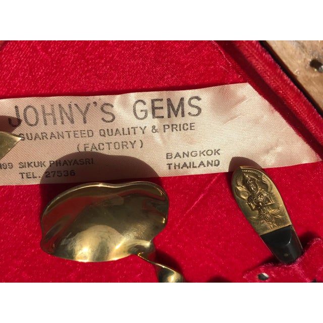 1950s Rosewood and Brass Siam Flatware Boxed Set - Service for 12, 144-Pieces For Sale - Image 11 of 12