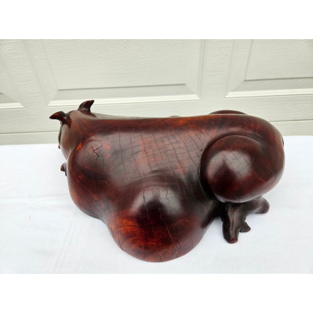 Massive Hand Carved Wooden Hippopotamus Hippo Sculpture For Sale - Image 6 of 17