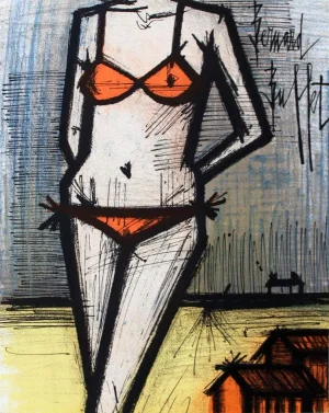 1967 Bernard Buffet 'Le Petite Plage' Lithograph