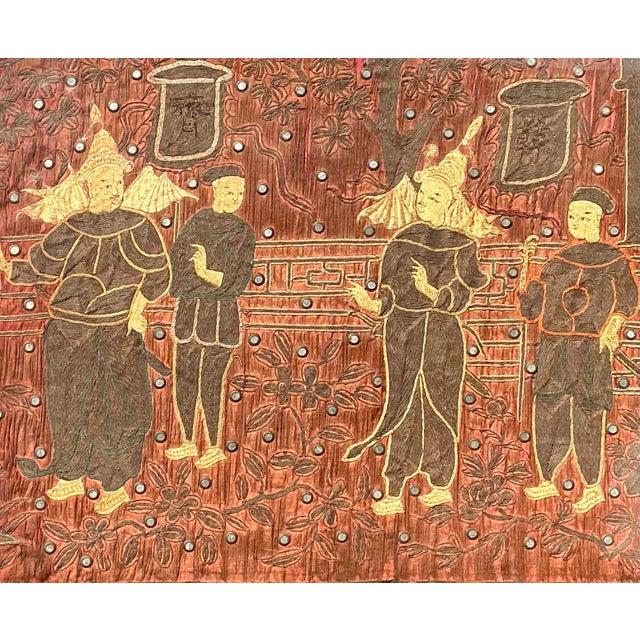 Late 20th Century Vintage Asian Original Embroidered Silk Figurative For Sale - Image 5 of 12