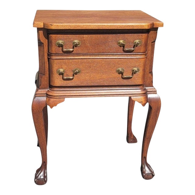 Vintage George III Style Genuine Mahogany Two Drawer Side Table, Circa 1940s For Sale