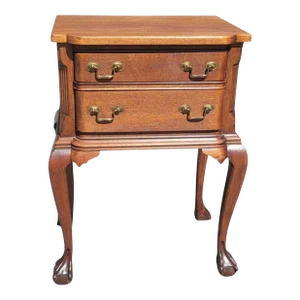 Vintage George III Style Genuine Mahogany Two Drawer Side Table, Circa 1940s