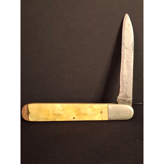 1920s Rare Antique 1920s Judaica Folding Challah Knife Shabbat Kodesh Celluloid Czech For Sale - Image 5 of 17