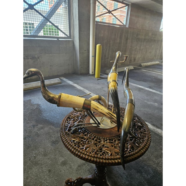 1970s Horn and Silverplate Egret Birds- Set of 4 For Sale - Image 10 of 10