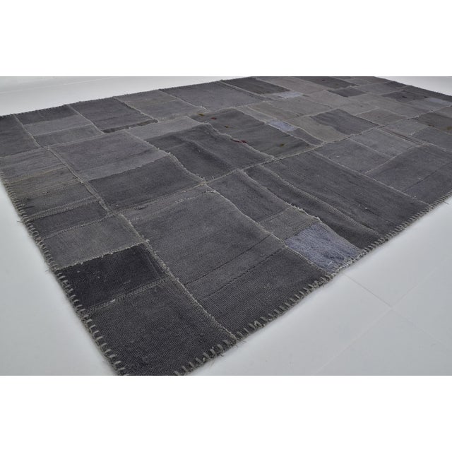 Dark Grey Vintage Hemp Kilim Rug For Sale - Image 4 of 10