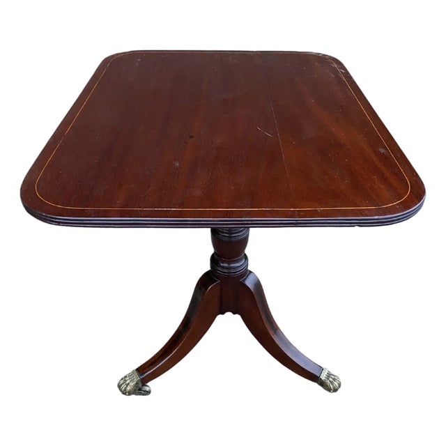 19th Century English Regency Inlaid Side Table on Paw Castors For Sale