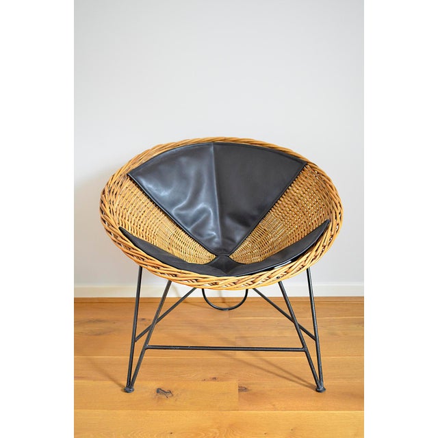 Mid-Century Round Wicker Chair, 1950s For Sale - Image 6 of 12