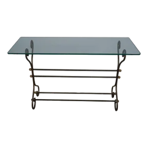 Scrolled Iron Base Console or Sofa Table