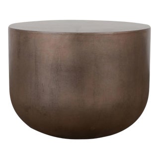 Bronze Cement Drum Outdoor Side Table For Sale