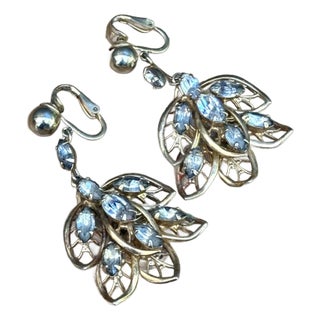 Hattie Carnegie Gold-Tone Rhinestone Drop Earrings For Sale