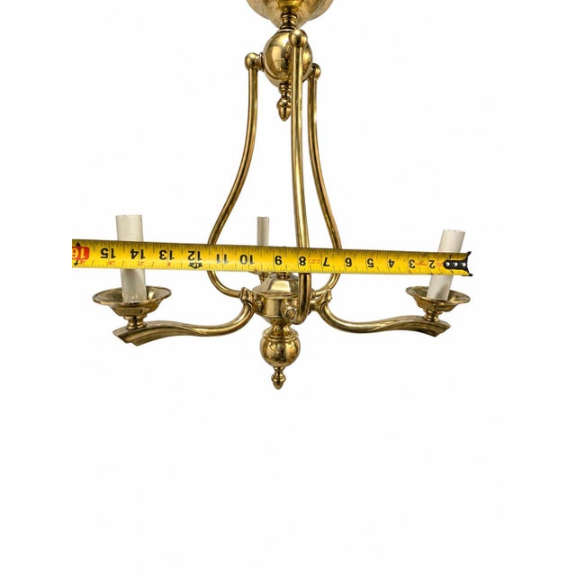 Late 19th Century Mid 20th Century h.a. Framburg 3-Light Brass Dutch Style Dining Chandelier Candle Style Fixture For Sale - Image 5 of 7