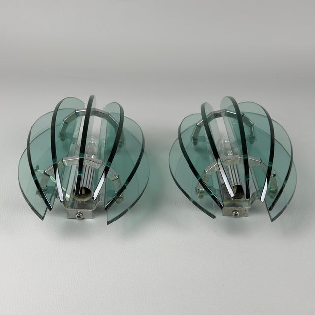 Modern Vintage Wall Lamps in Smoked Glass from Veca, 1970s, Set of 2 For Sale - Image 3 of 14