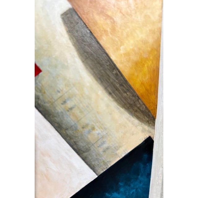 Textile Cecil Touchon, Mixed Media Abstract Trompe L'oeil Collage Oil Painting Cecil Touchon Texas Art, 1995 For Sale - Image 7 of 13