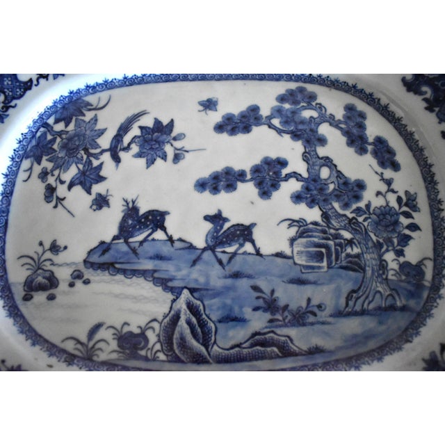 Blue Pair of Qianlong Blue Underglaze Chinese Export Porcelain Deer Platters For Sale - Image 8 of 13