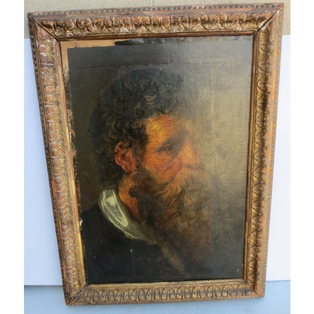 Figurative !9th Century Oil on Canvas Study of Bearded Man Circa 1840-50s For Sale - Image 3 of 12