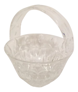 Vintage 24% Lead Crystal Glass Basket with Handle Poland