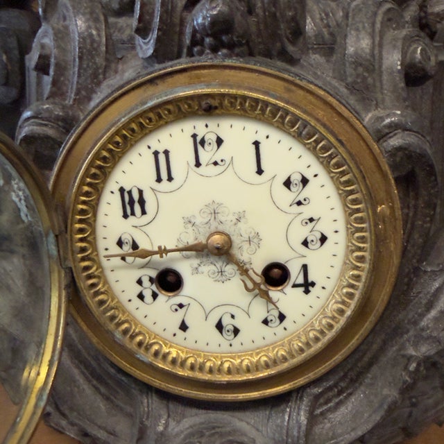 Antique Late 19th Century Fireplace Clock For Sale - Image 9 of 13