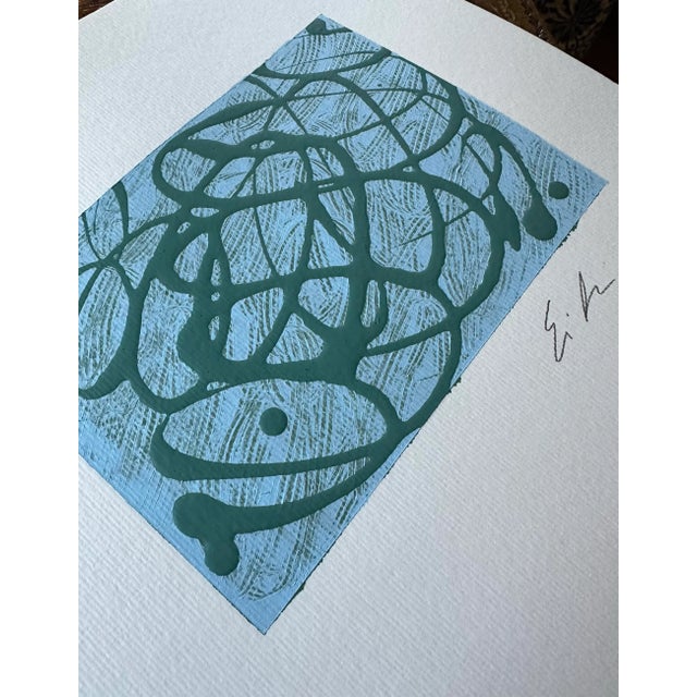 Abstract Erin Simon Original "Textured Imperfections (In Blue/Green)" Abstract Acrylic Painting For Sale - Image 3 of 4