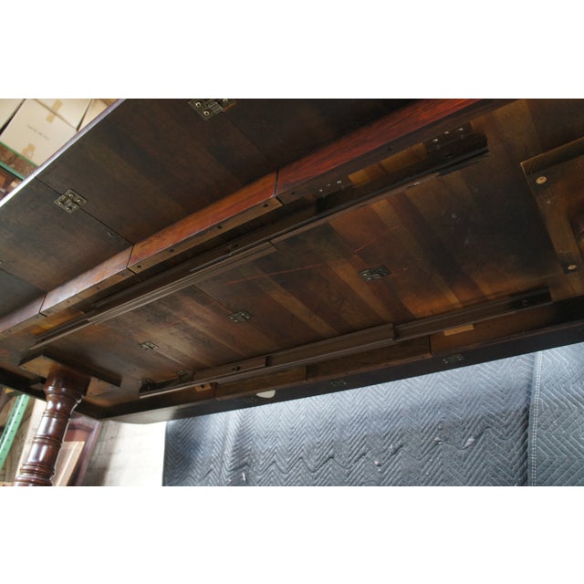 Attributed Williams Sonoma Home Regency Style Cherry Double Pedestal Dining Room Table For Sale - Image 10 of 11