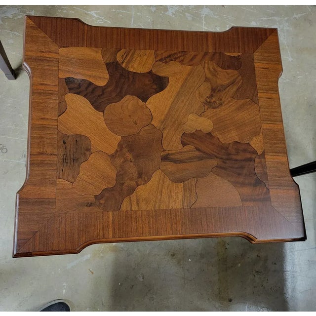 Queen Anne Mid 20th C Patchwork Burl Wood Side Table or Coffee Table For Sale - Image 3 of 7