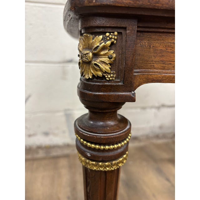 Vintage French Louis XVI Style Harp Back Lyre Back Bronze Ormulu Dining Chairs For Sale - Image 10 of 14