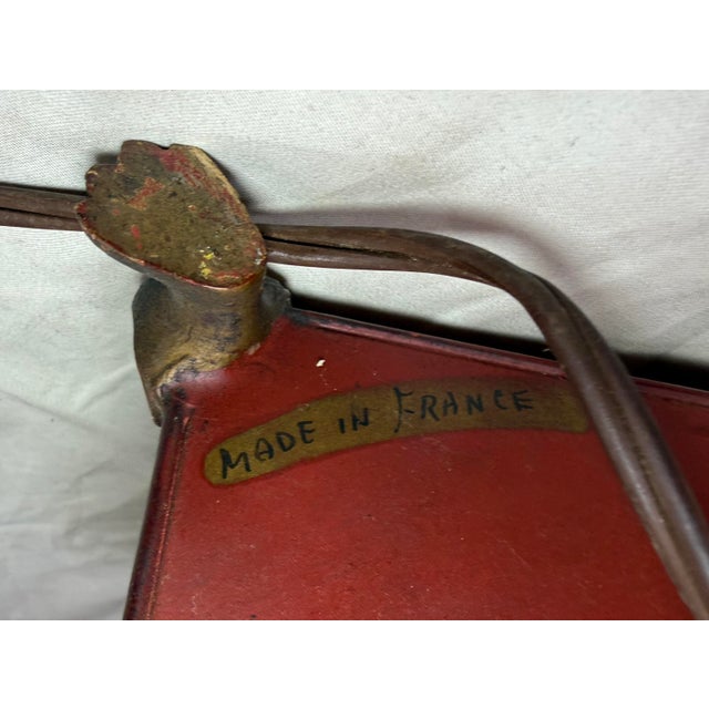Antique Handmade Painted French Red Tole Toleware Swan Metal Table Lamp Light For Sale - Image 13 of 18