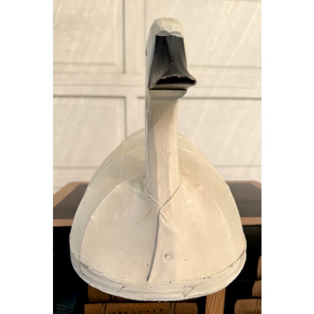 Folk Art Swan Decoy Sculpture With Carved Wood Head and Canvas Over Wire Armature For Sale In Los Angeles - Image 6 of 12