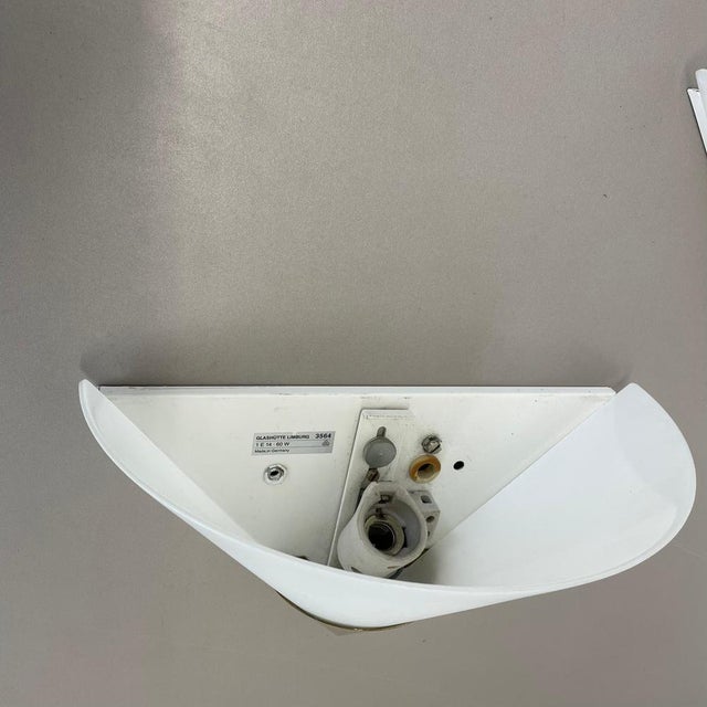 White Vintage Brass and Satin Glass Wall Lights from Glashütte Limburg, 1970s, Set of 2 For Sale - Image 8 of 18
