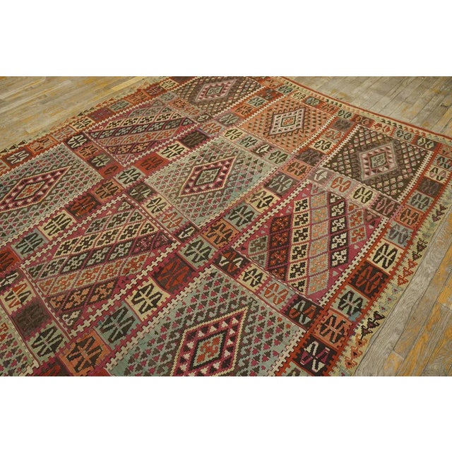 Red 1890s Multicolor Antique Tribal Geometric Turkish Oushak Kilim Sivas Carpet Rug For Sale - Image 8 of 8