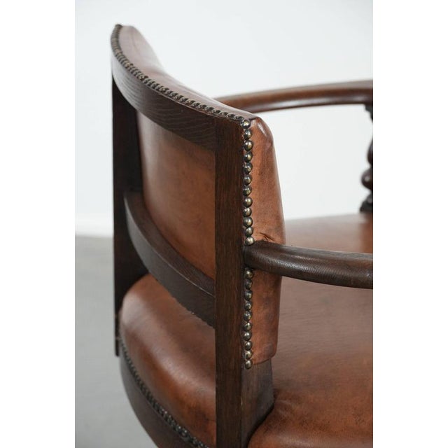 Antique Desk Armchair in Sheepskin Leather, 1800s For Sale - Image 14 of 16