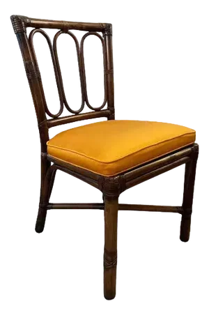 Rattan and Bamboo Chairs with Orange Cushions from McGuire, 1970, Set of 4
