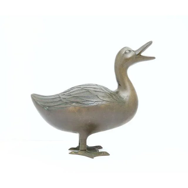 Late 20th Century Vintage Large Brass Duck Figurine For Sale - Image 5 of 11