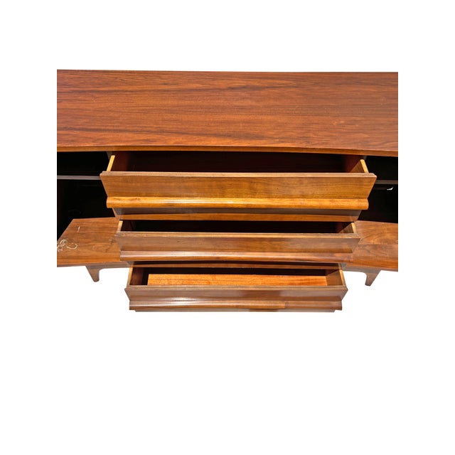 Wood Vintage Mid Century Modern Concave Dresser or Credenza For Sale - Image 7 of 9