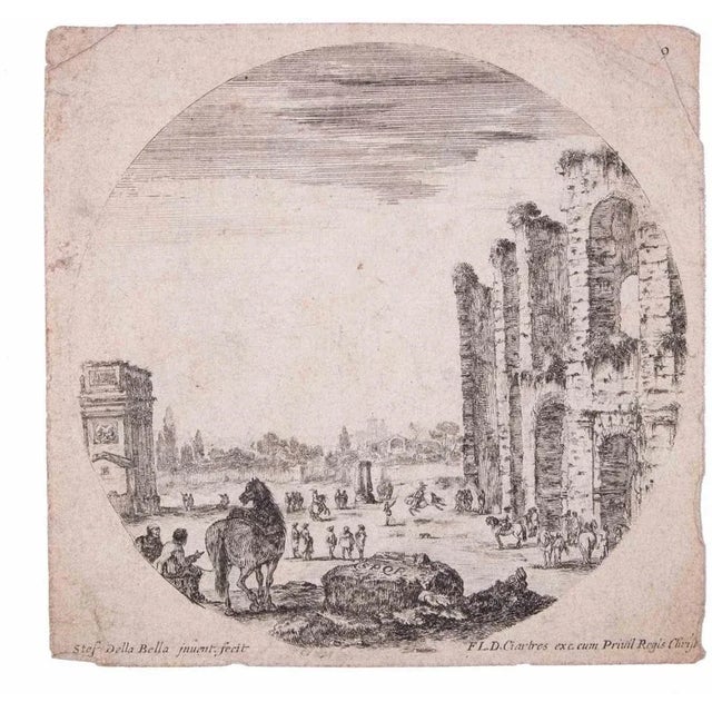 Stefano Della Bella, Ruines De Rome, Original Etching, 17th-Century For Sale - Image 3 of 3