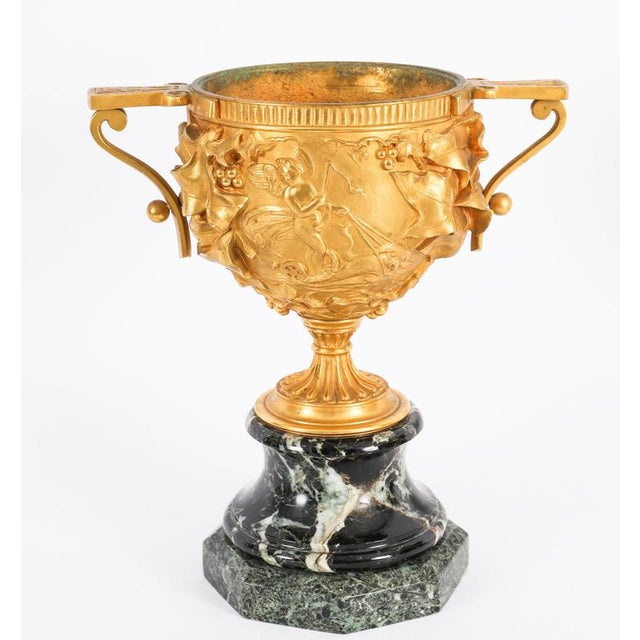 Antique Classical French Grand Tour Gilt Bronze Urns, Set of 2 For Sale - Image 3 of 18