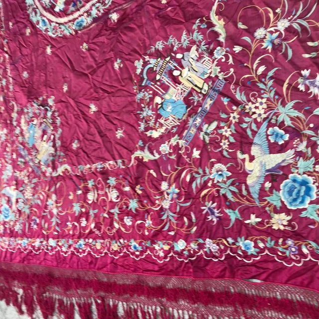 Antique Chinese Embroidery Tapestry For Sale - Image 10 of 14