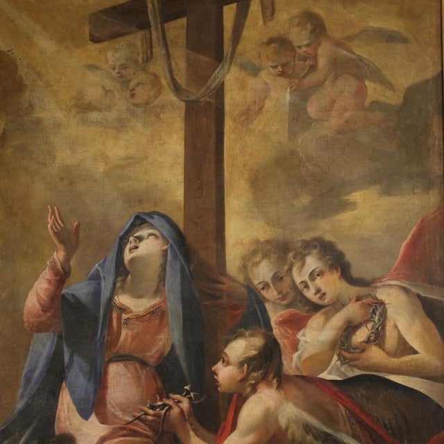 Italian Artist, Madonna of Sorrows with Angels, 1680, Oil on Canvas For Sale - Image 11 of 16