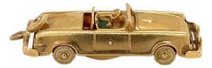Vintage Enamel & 14k Yellow Gold Car Charm Pendant
