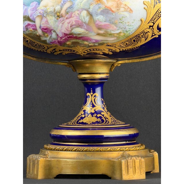 French Cobalt Blue Porcelain Urn Vase by Delinière, 1880-1900 For Sale - Image 11 of 13
