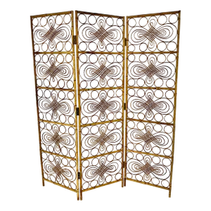 Vintage Burnt Bamboo Folding Screen