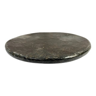 Early 20th Century Primitive Black Limestone Handcrafted Plateau/Charger For Sale