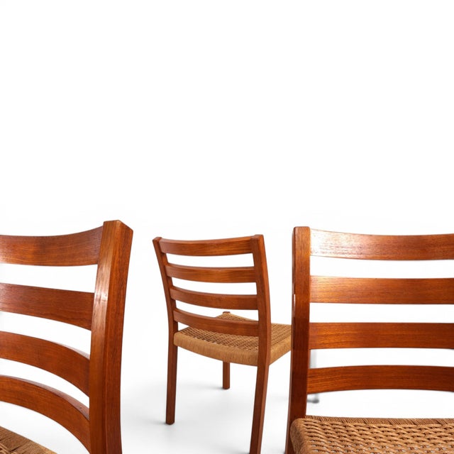 Model 408 Teak Paper Cord Dining Chairs by Niels Otto Møller for J.L. Møllers, 1975, Set of 4 For Sale - Image 6 of 18
