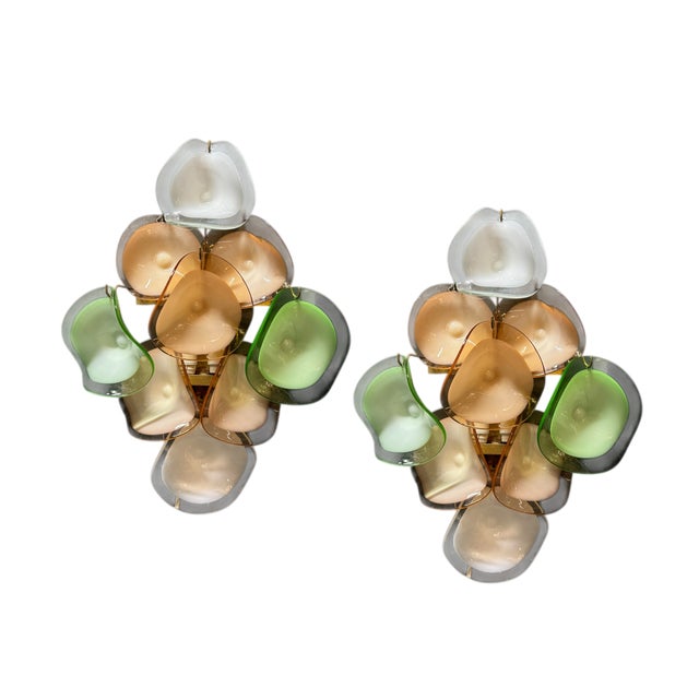 Murano Glass Disc Sconces, 1970s, Set of 2 For Sale