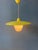 Mid-Century Modern Opaline Glass Pendant Lamp with Yellow Metal Shade For Sale - Image 4 of 13