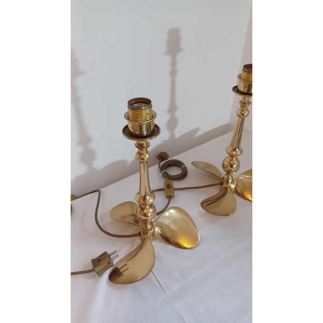 Gold Hollywood Regency Brass Table Lamps, 1960s, Set of 2 For Sale - Image 8 of 18