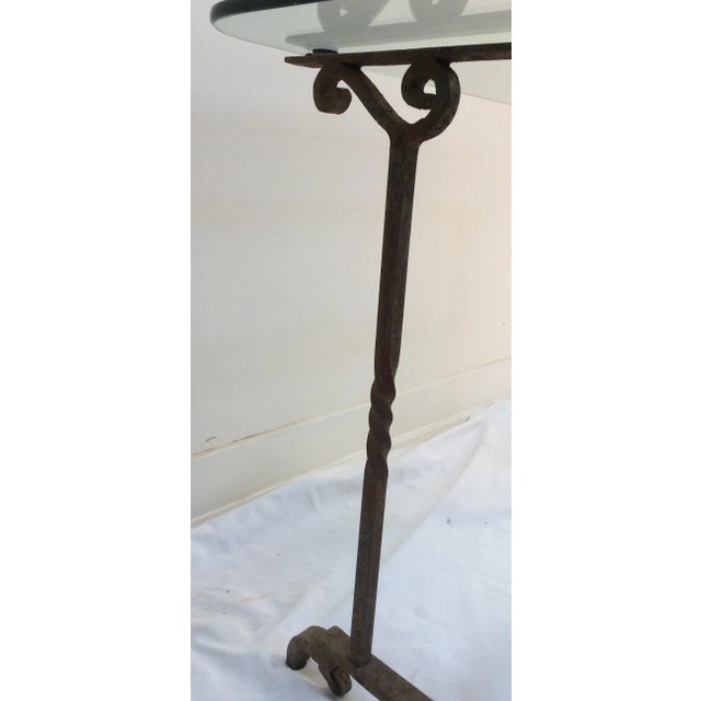 Modern 1970s Wrought Iron Glass Top Table For Sale - Image 3 of 5