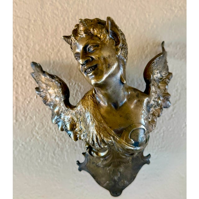 Rare 19th Century French Gothic Vampire Brass Wall Sculpture For Sale - Image 4 of 11