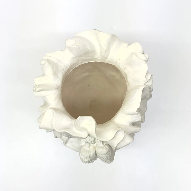 Postmodern 1980's Plaster White Tassel Floor Vase For Sale - Image 3 of 7
