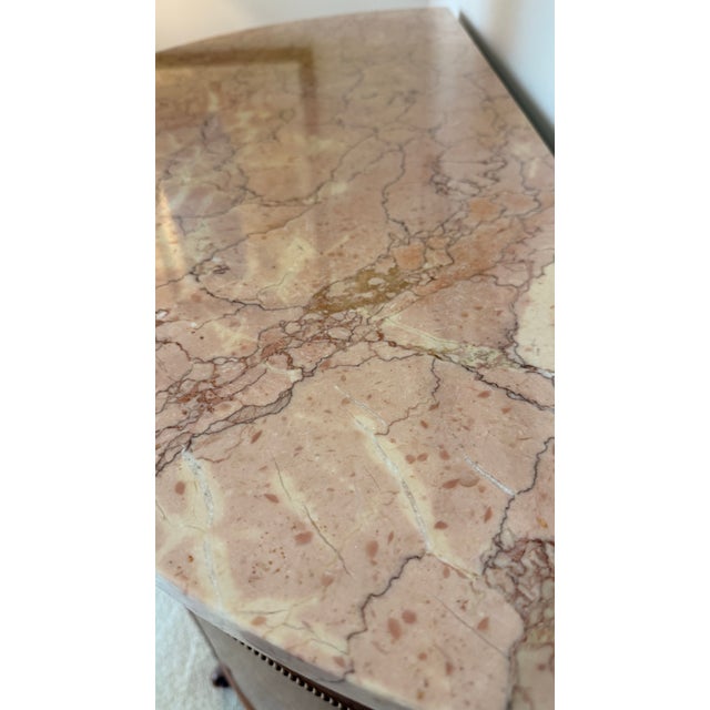 Late 20th Century Italian Neoclassical Inlaid Demilune Marble-Top Cabinet Console For Sale - Image 9 of 10